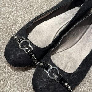 G by Guess Black Flats with Silver Embellishments